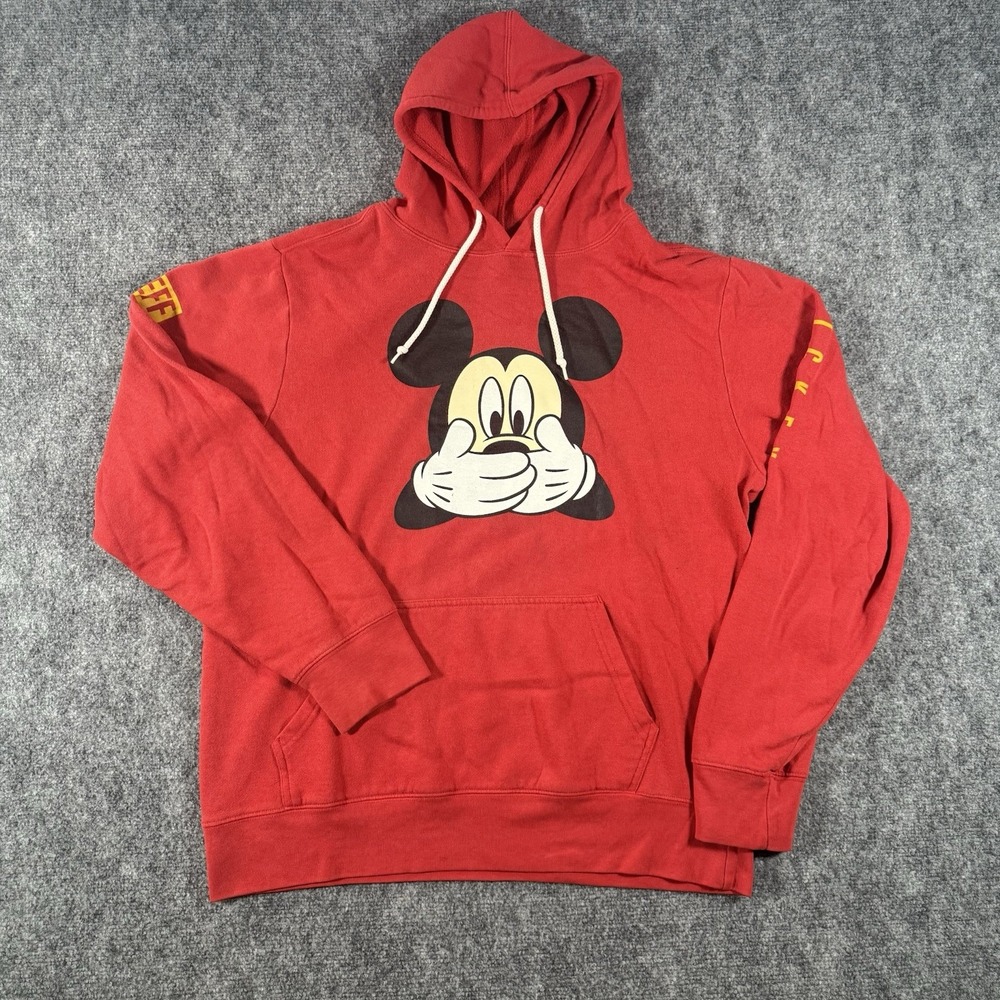 Disney x NEFF Mickey Mouse Red Pullover Hoodie Size Large
